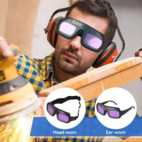 Auto-darkening welding glasses; includes a headband strap