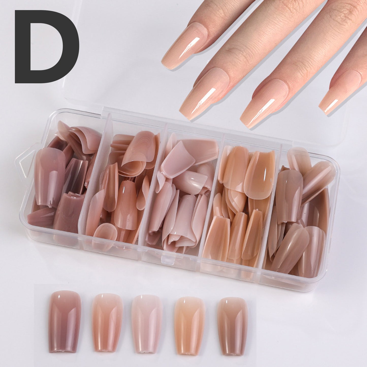140PCS Pre-Gradient Press-On Nails Set – 5 Colors, 4 Shapes, Endless Styles