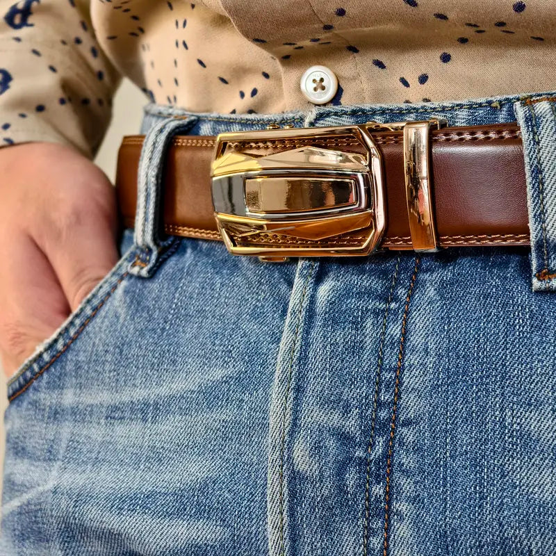 Men'S Ratchet Leather Belt - Sliding Belt Adjustable For Gift Mens Dress Fashion Belts1 3/ 8",