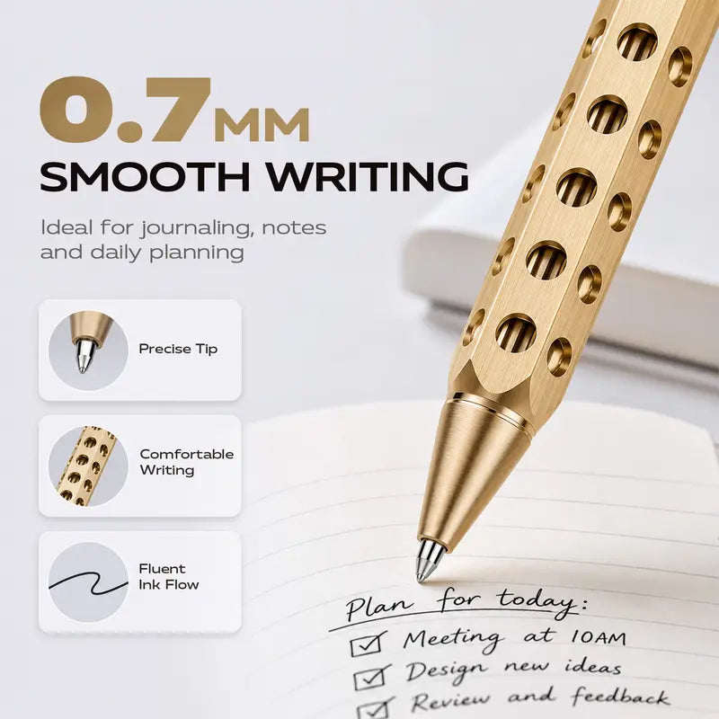 Vintage Brass Style Retractable Writing Pen with Keyring