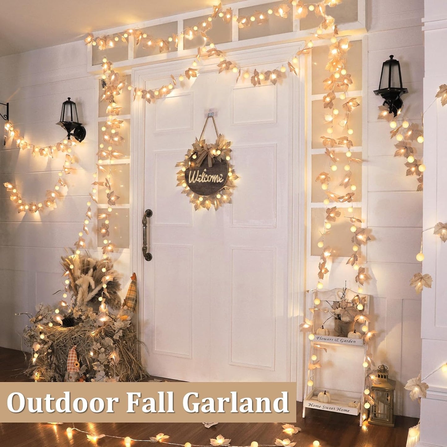 Pumpkin and Maple Leaf Shaped Autumn Decorative String Lights