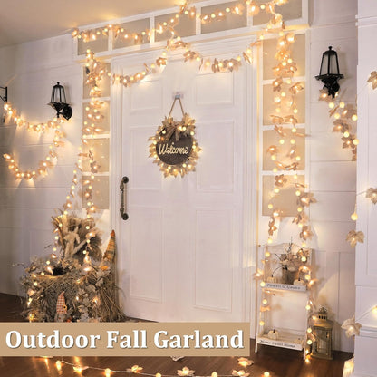 Pumpkin and Maple Leaf Shaped Autumn Decorative String Lights