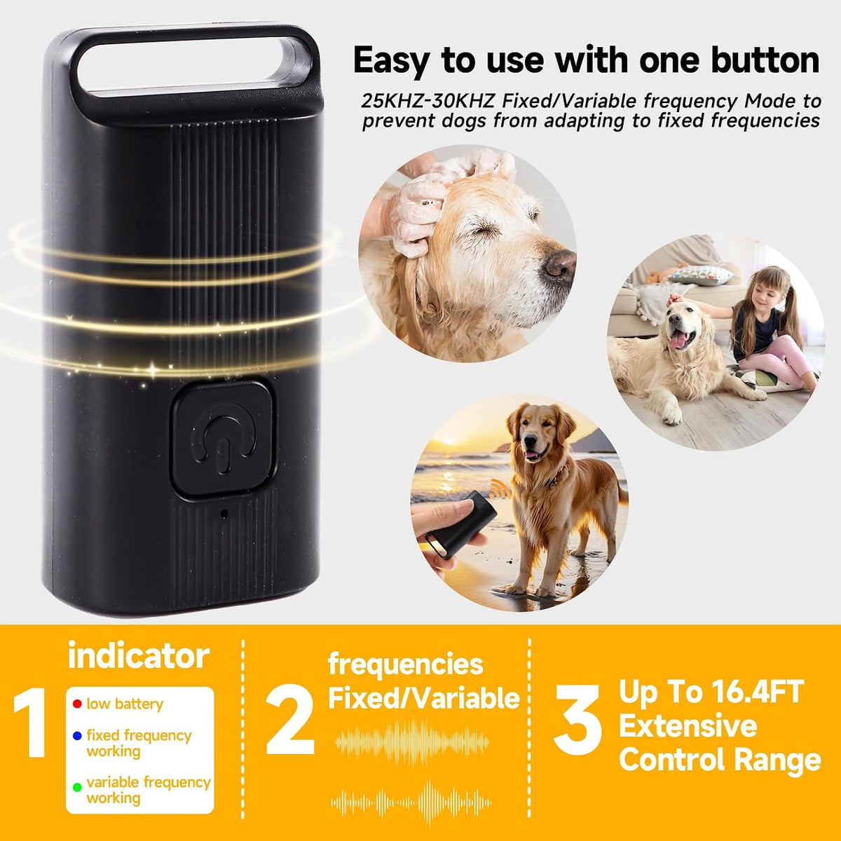 Stop Barking Dog Trainer Handheld Ultrasonic Chaser Drive Away Device Flashlight