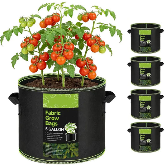 4Pcs 5 Gallon Fabric Plant Bag，Planter Bags with Handles - Heavy Duty Grow Pots Nonwoven Garden Bag