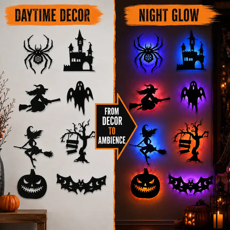 32PCS Halloween LED Silhouette Wall Light Stickers