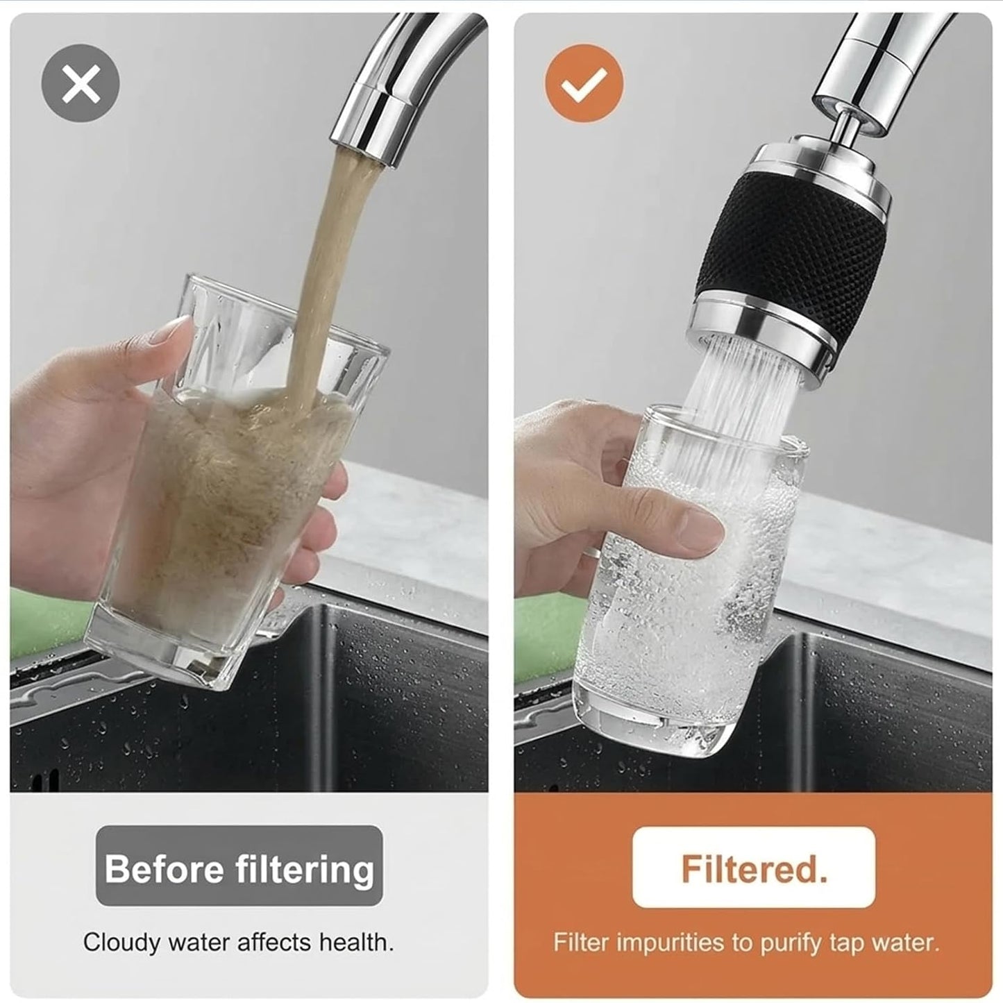 Splash Proof Booster Swivel Kitchen Filter Tap
