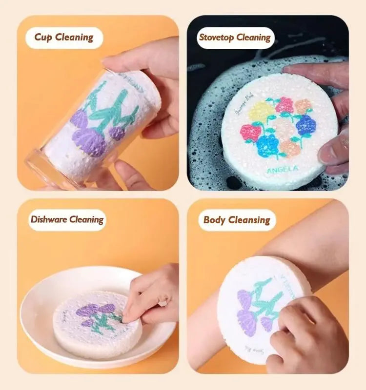 3PCS Wood-Based Eco-Friendly Cellulose Scrubber Pads - Scratch Free, Thickened Sof