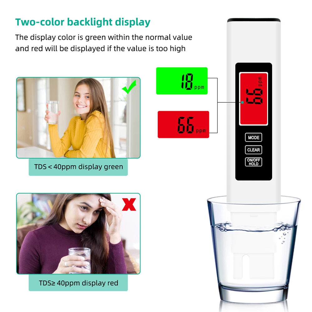 Water Quality Tester, 3 in 1 Digital Water TDS Meter, EC Meter & Temperature
