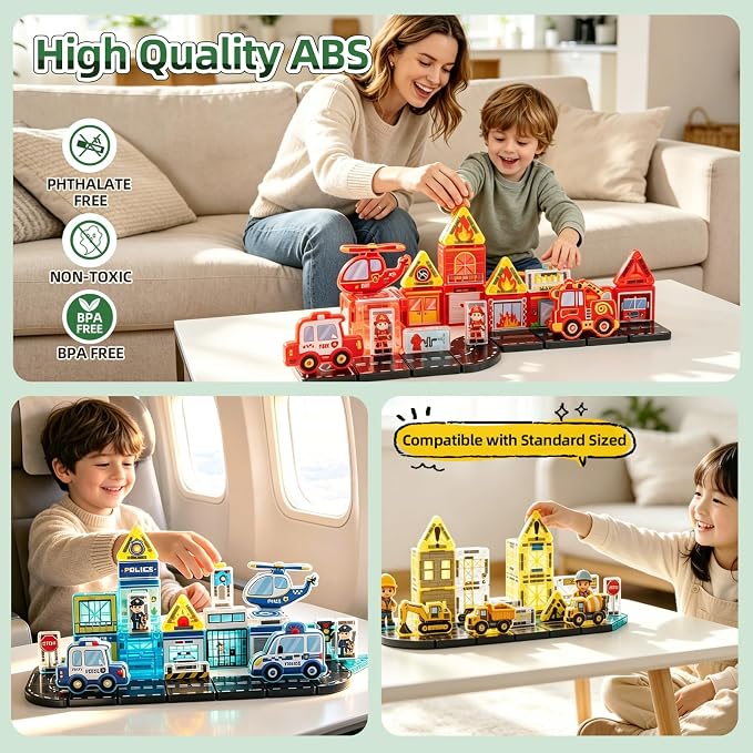 40 Pcs Mini Magnetic Tiles Construction Building Blocks Toy with Iron Storage Box