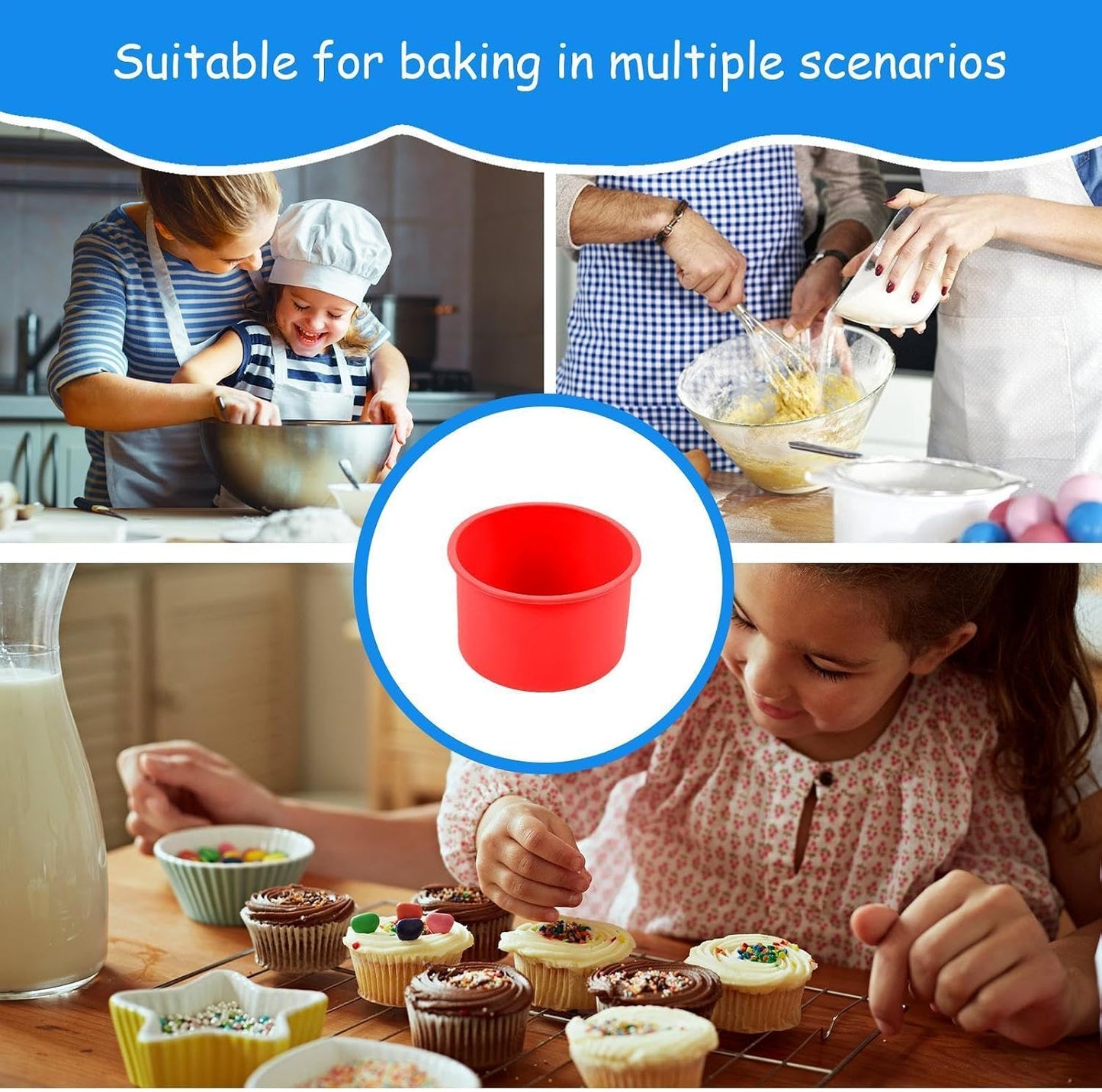 6-Piece Silicone Cake Mold Set, Round Cake Molds