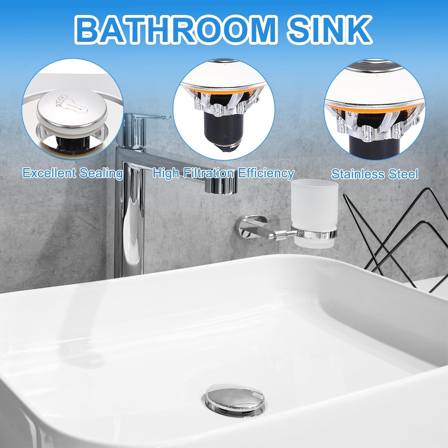 Sturdy Drain Strainer Plug Bathtub Sink Stopper Blockage Fast Draining