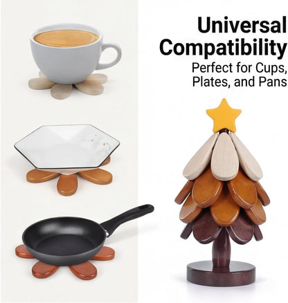 Wooden Christmas Tree Heat-Resistant Trivet