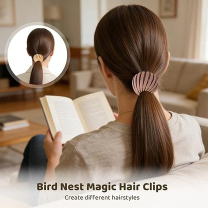 4 Pcs Bird Nest Magic Hair Clips, Lazy Bird's Nest Plate Hairpin