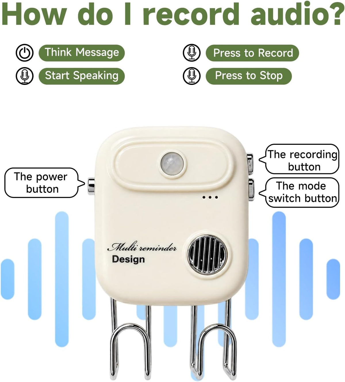 Door Exit Reminder with Key Holder, Recordable Voice Reminder