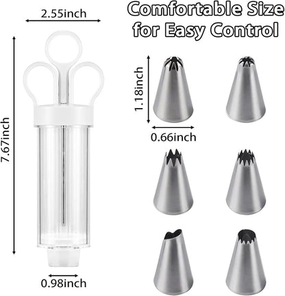 Complete Cake Decorating Tool Set – 6 Stainless Steel Icing Tips Included