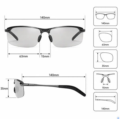Stylish polarized sunglasses featuring UV400 protection, photochromic properties