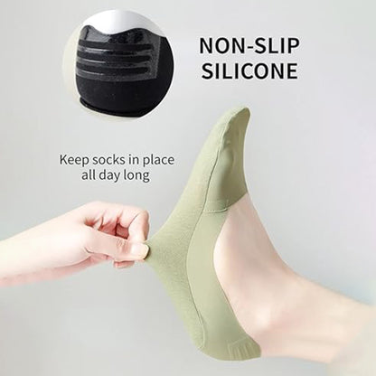 4 Pairs No Show Socks for Women Non-slip Low Cut Liner Socks Invisible Ice Silk Socks
