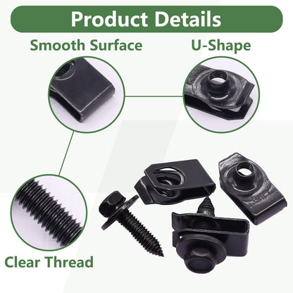 20PCS Universal Fender Liner Screw and U-Nut Kit