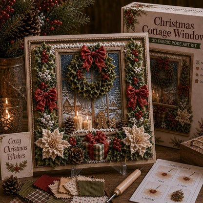 3D Christmas Fabric Poke Art Kit, DIY Snowman Embroidery Craft Kit