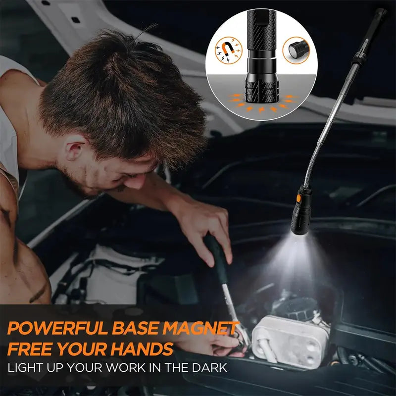 Extendable Magnetic Pickup Tools - Telescoping Magnet with LED Flashlight Gifts for Men