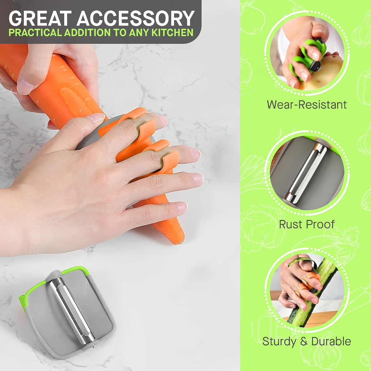 2 PCS Hand Vegetable Peeler Palm Peeler Rubber Finger Grips