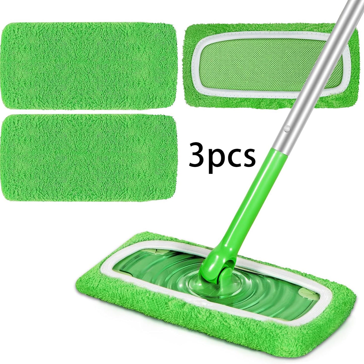 Rotating Wet & Dry Mop Set with 3pcs Reusable Microfiber Mop Pads