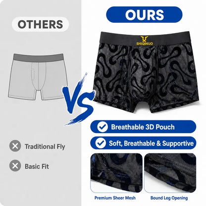 Breathable mesh boxer briefs, soft and stretchy jacquard fabric