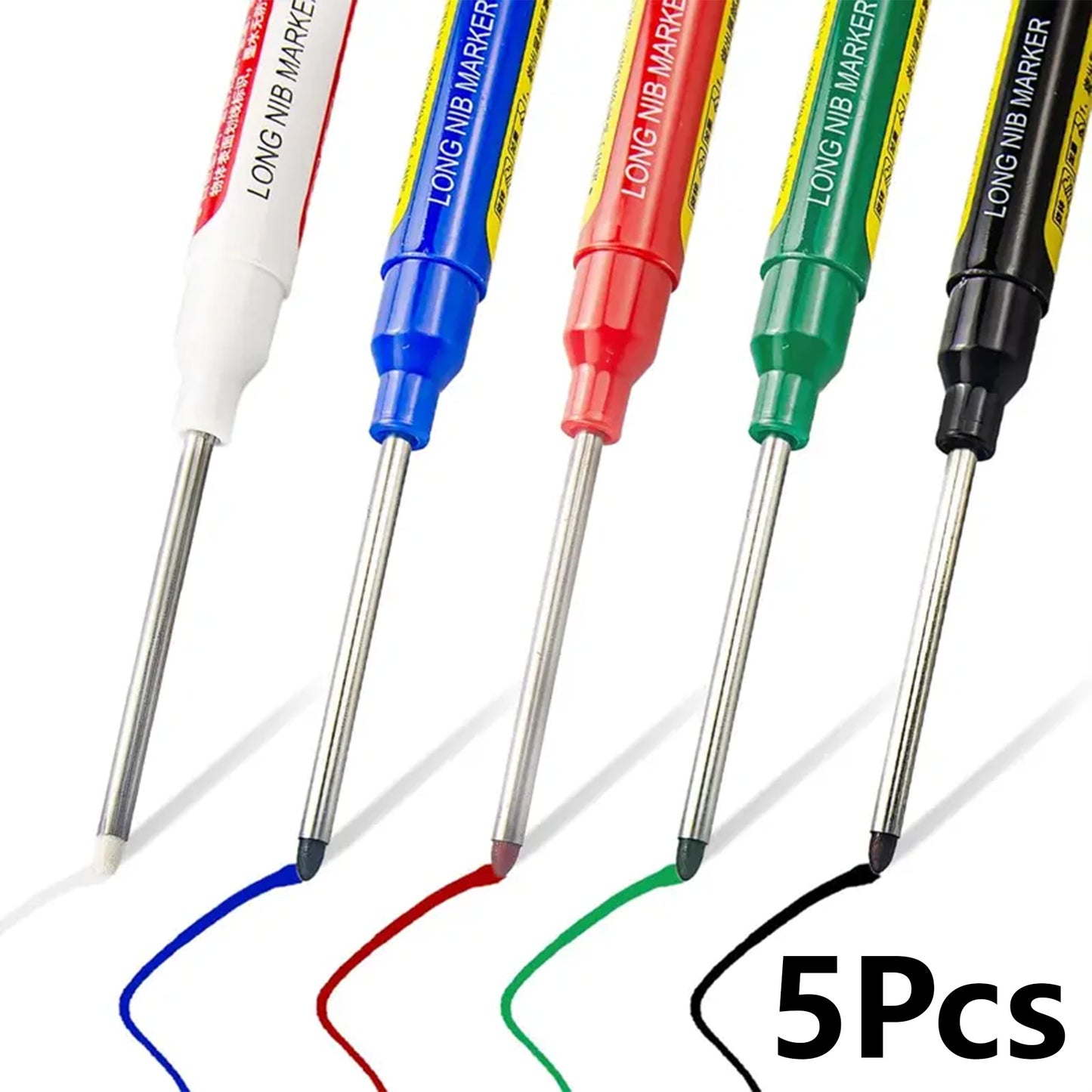 Refillable Water-Resistant Construction Marker, Heavy-Duty Carpenter Pen for Woodworking & Plumbing