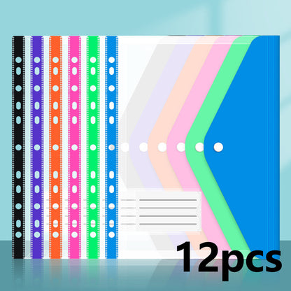 6/12-pack expandable plastic envelope binder pockets, 11-hole expandable binder folder