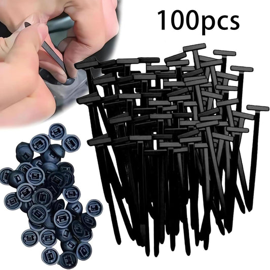 100pcs Multifunctional Nylon Zip Ties With Pin & Button Design for Car Daily Repair