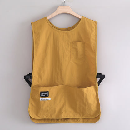 Sleeveless, multi-pocket, lightweight apron