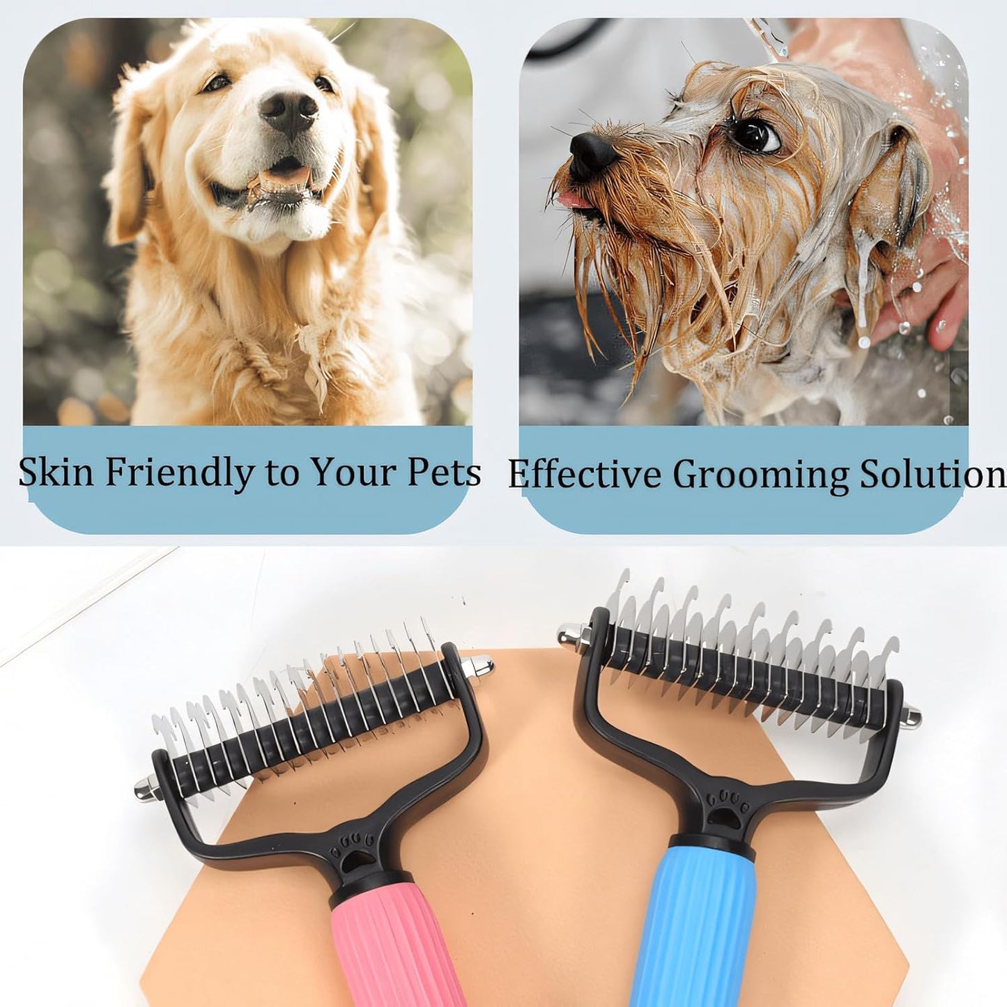 Pet Undercoat Rake Grooming Brush for Long Haired Dogs