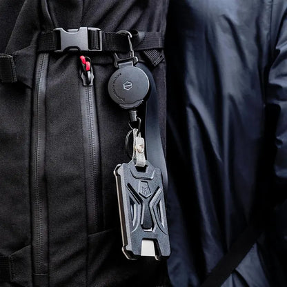 Badge Holder Retractable Clip Heavy Duty Carabiner Badge Reel Keychain with Lanyard ID Cards Holder Cool Tactical ID Holder outdoorfun