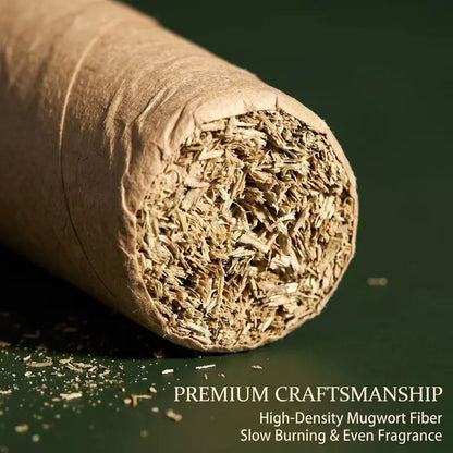 Pack of 10 organic mugwort and gastrodia aroma sticks; includes a wooden base
