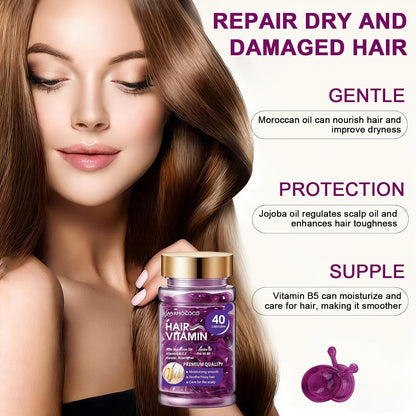 Hair Oil 40 Capsules with Keratin, Argan Oil & Jojoba Oil