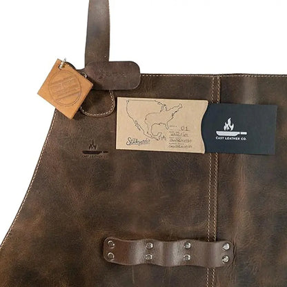 PU Leather Apron for Picnic BBQ, Oil-Resistant Wine Bottle Holder