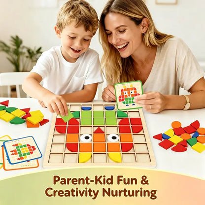 120PCS Wooden Mosaic Puzzle Game - Montessori Beginner Puzzle