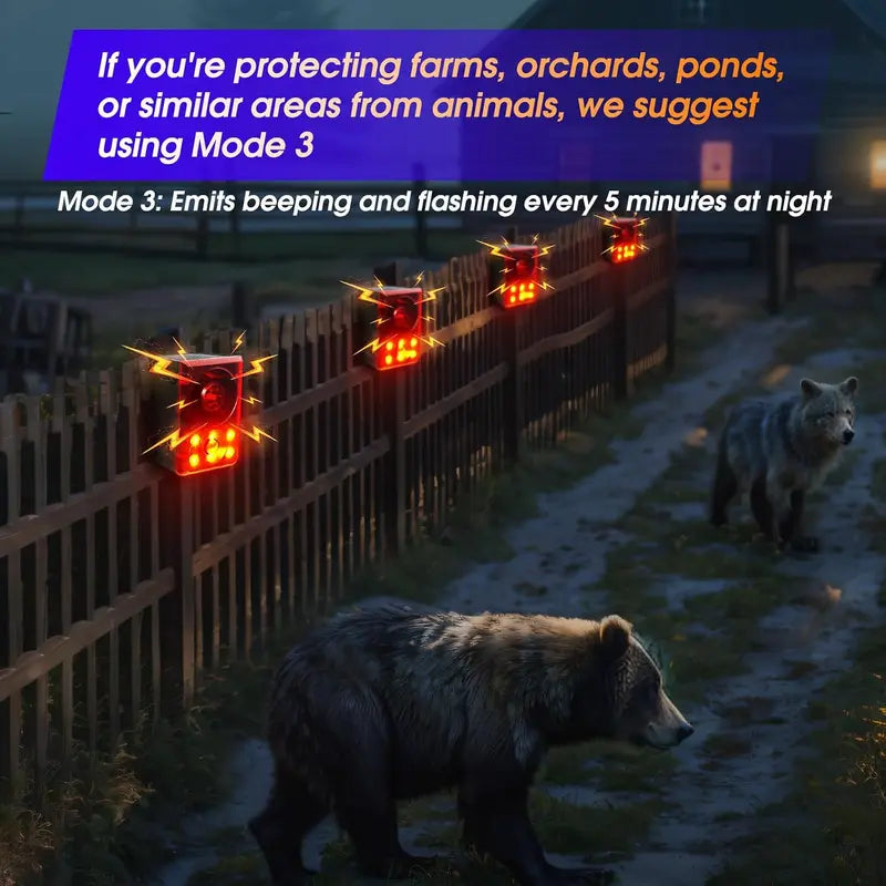 Solar Outdoor Motion Sensor Alarm - Dog Barking & Gunshot Sound