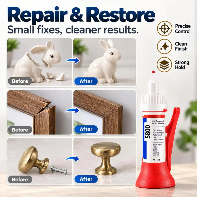 2PCS 5800 Precision Repair Glue, Fast-Setting Multi-Surface Adhesive for Plastic