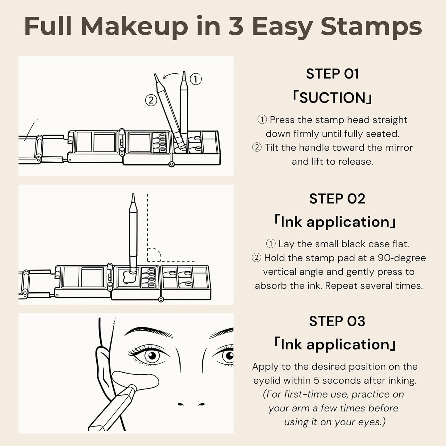 3-in-1 Eyelash & Eyeliner Stamp Kit with Beauty Mark