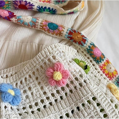 Crochet Knit Boho Shoulder Bag for women