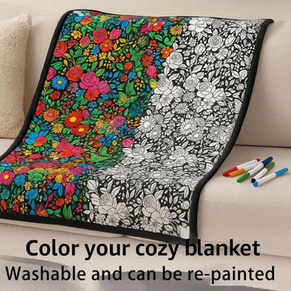 Color-Your-Own Coloring Blanket with 12-Color Marker Set