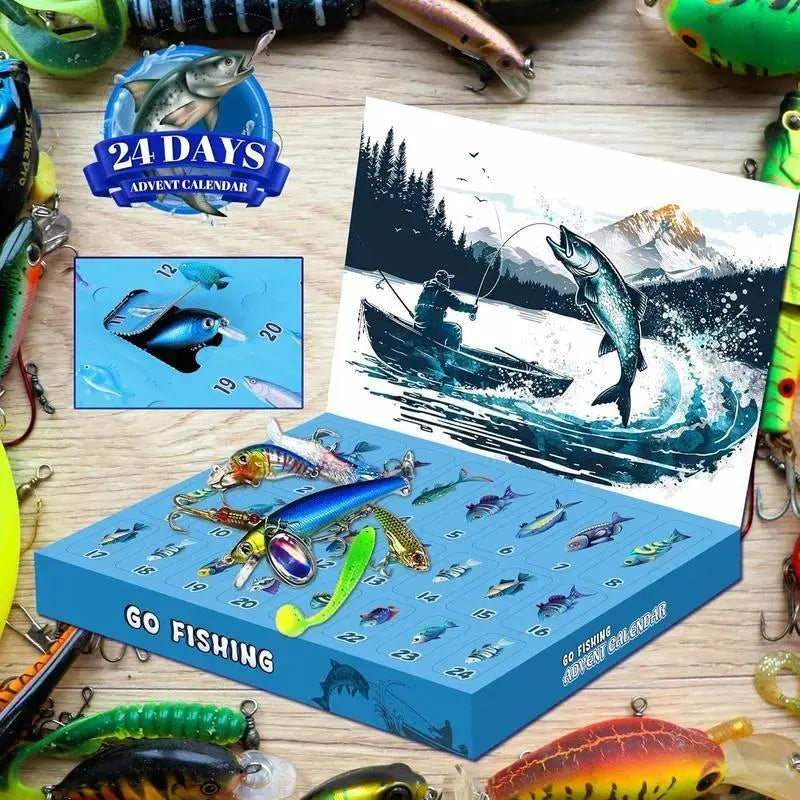 2026 Fishing Lure Advent Calendar - 24-Day Christmas Countdown Fish Tackle Set with High