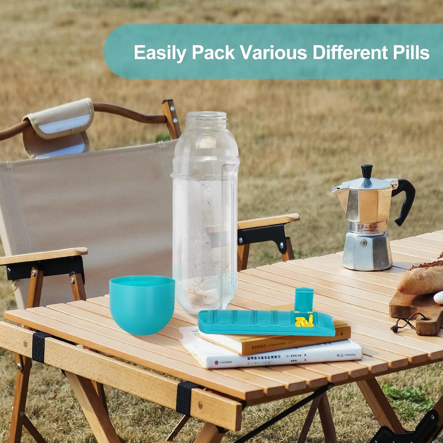 2-in-1 Portable Pill Organizer Water Bottle