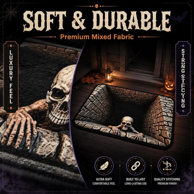 Halloween-themed 3D skull horror rug