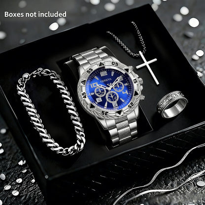 Men's 4-Piece Watch and Jewelry Set