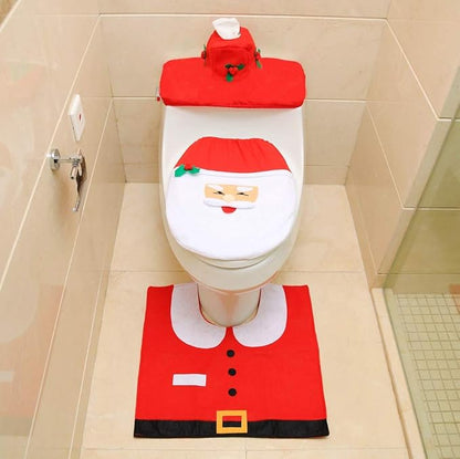 3 Pieces Christmas Toilet Seat Cover Set