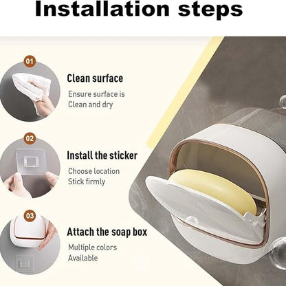 Adhesive Soap Holder for Shower Wall with Drainage Box