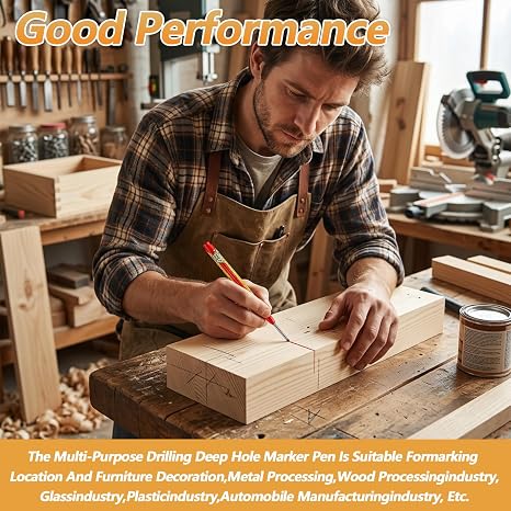 Refillable Water-Resistant Construction Marker, Heavy-Duty Carpenter Pen for Woodworking & Plumbing