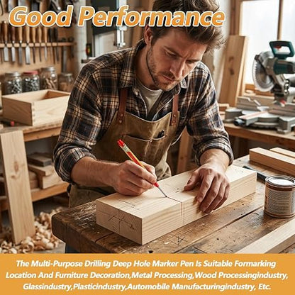 Refillable Water-Resistant Construction Marker, Heavy-Duty Carpenter Pen for Woodworking & Plumbing